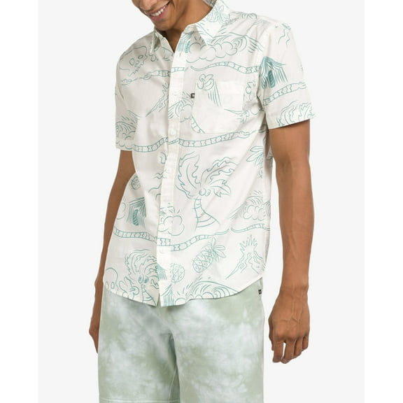 Junk Food Men's Short Sleeve Button Up Grove Shirt Vintage White Size S