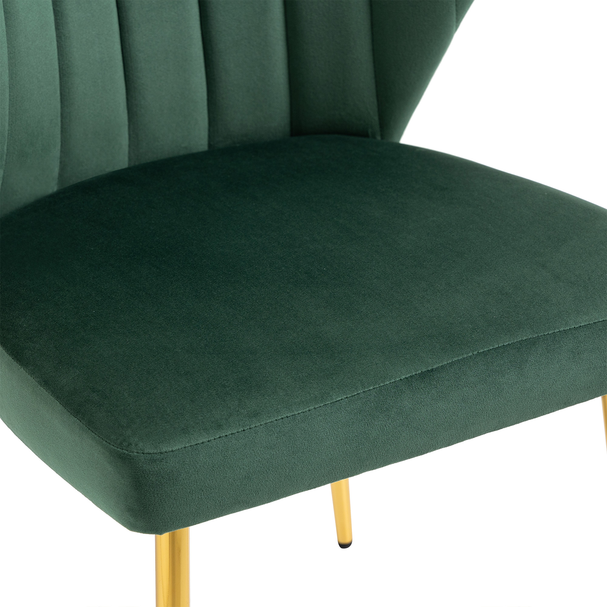 MOJAY Modern Velvet Dining Chair Set of 2 with Tufted Backrest and Golden Legs, Green
