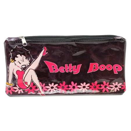 Betty Boop Black Colored Floral Vinyl Pencil Pouch