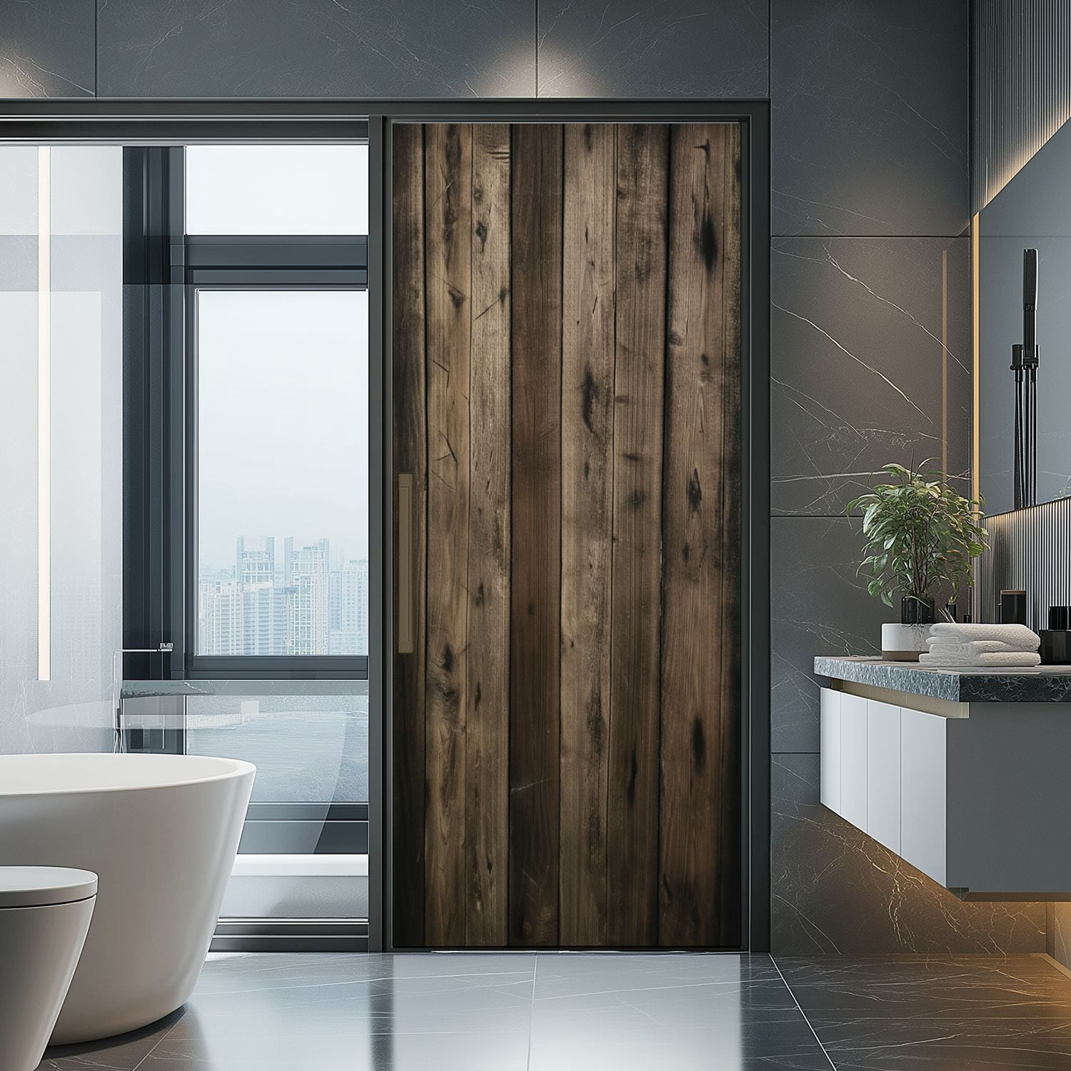 Door Stickers Peel and Stick Door Mural Rustic Wooden Wall Panels Natural Vintage Warm Removable Wallpaper 30.3''x78.7'' Self-Adhesive Mural for Kitchen Living Room Bedroom Decor