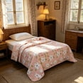 thumbnail image 7 of AZXY Summer Quilt, Queen Size Pink Bunny Floral Print Cooling Quilt, 70.87x78.74 in Polyester Bedspread Coverlet, Lightweight Breathable Washable Air Conditioning Thin Comforter for Hot Sleepers, 7 of 7