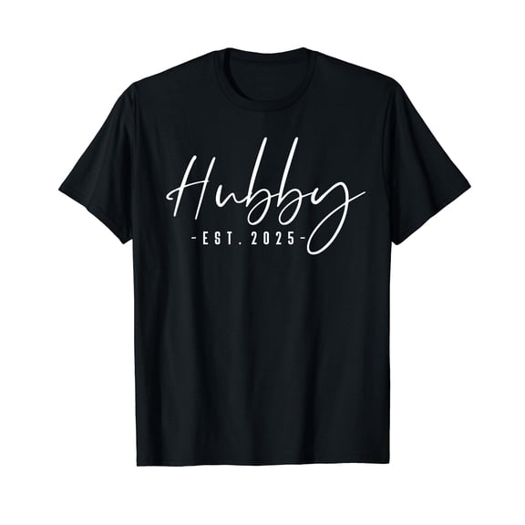 Hubby Est 2025 Just Married Honeymoon Husband Wedding Couple T-Shirt