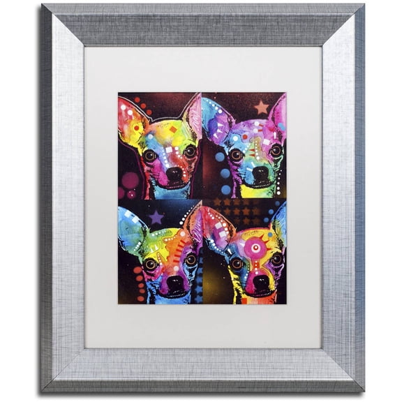 Trademark Fine Art "Chihuahua 4x" Canvas Art by Dean Russo, White Matte, Silver Frame