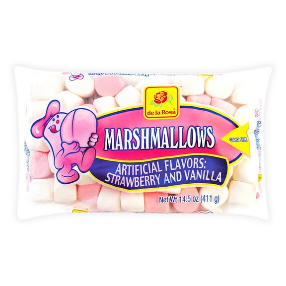 De La Rosa Giant Marshmallows, Strawberry and Vanilla Flavors, 14.5 oz Bag