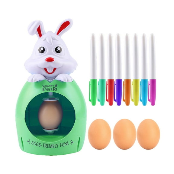 HJQEQVD Tosekry Easter Egg Decorating Kit Easter Gifts for Kids, DIY Egg Decorator Coloring Spinner with 3 Eggs & 8 Colorful Markers, Basket Stuffers for Girls Children Craft Activities
