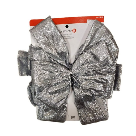 Silver Glittered Christmas Bow 12x16 - Celebrate It