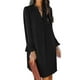 thumbnail image 1 of Vestido camisero con volantes y escote en V para mujer, vestido liso de color liso, 1 of 6