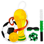 Soccer Ball Pinata, 4 Pcs Soccer Pinatas Bundle - 15.1'' Soccer Theme Piñata, Soccer Party Pinata Stick & Soccer Party Games Blindfold etc Sports Pinata Supplies