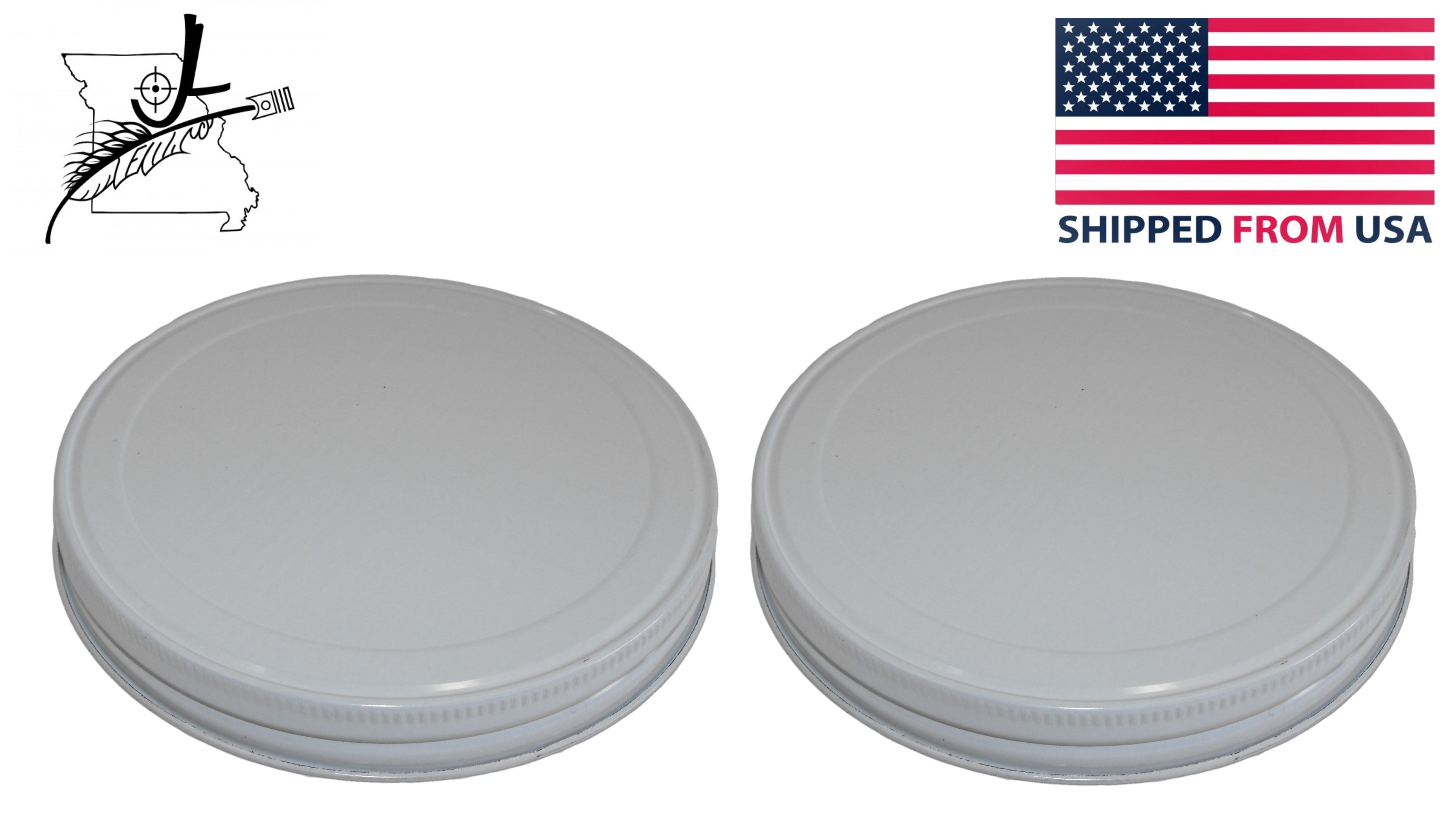 2x #110-400 Glass Gallon Jar Wide Mouth White Metal Lid Lids Food Grade ...