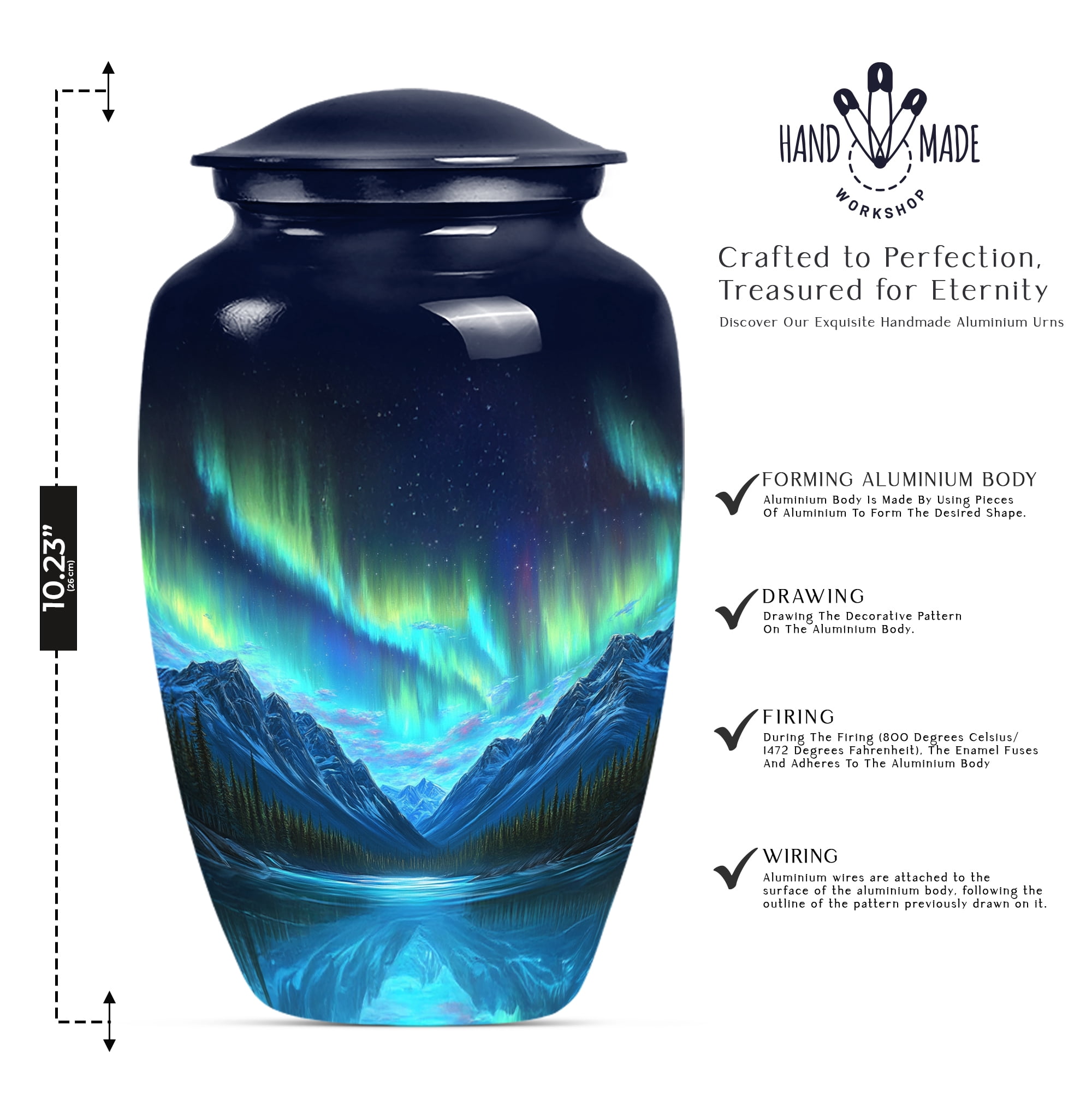 Northern Lights Large Urns for Human Ashes, Urn for Ashes Adult Male, Cremation Urns for Human Ashes Adult Female, Mini Urn for Human Ashes(Size - 10inch 1Pcs, 3inch 2Pcs)