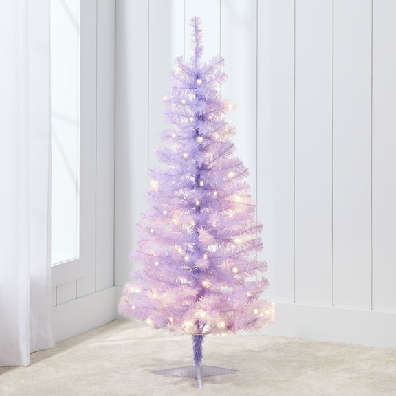 Best Choice Products 4ft Pre-lit Colored Christmas Tree, Artificial Tree Holiday Decor w/ LED Lights -Lavender