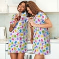 thumbnail image 4 of Fuzoiu Bear And Polka Dot Print Women Nightgowns, Soft Comfy Lightweight Short Sleeves Sleepwear,Crew Neck Loungewear, 4 of 6