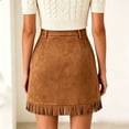 thumbnail image 4 of PWPSG Women's High Waist Mini A Line Skirt, Faux Suede Rivet Fringe, Five Pocket Plush Fabric for Western Markets Yellow S, 4 of 8