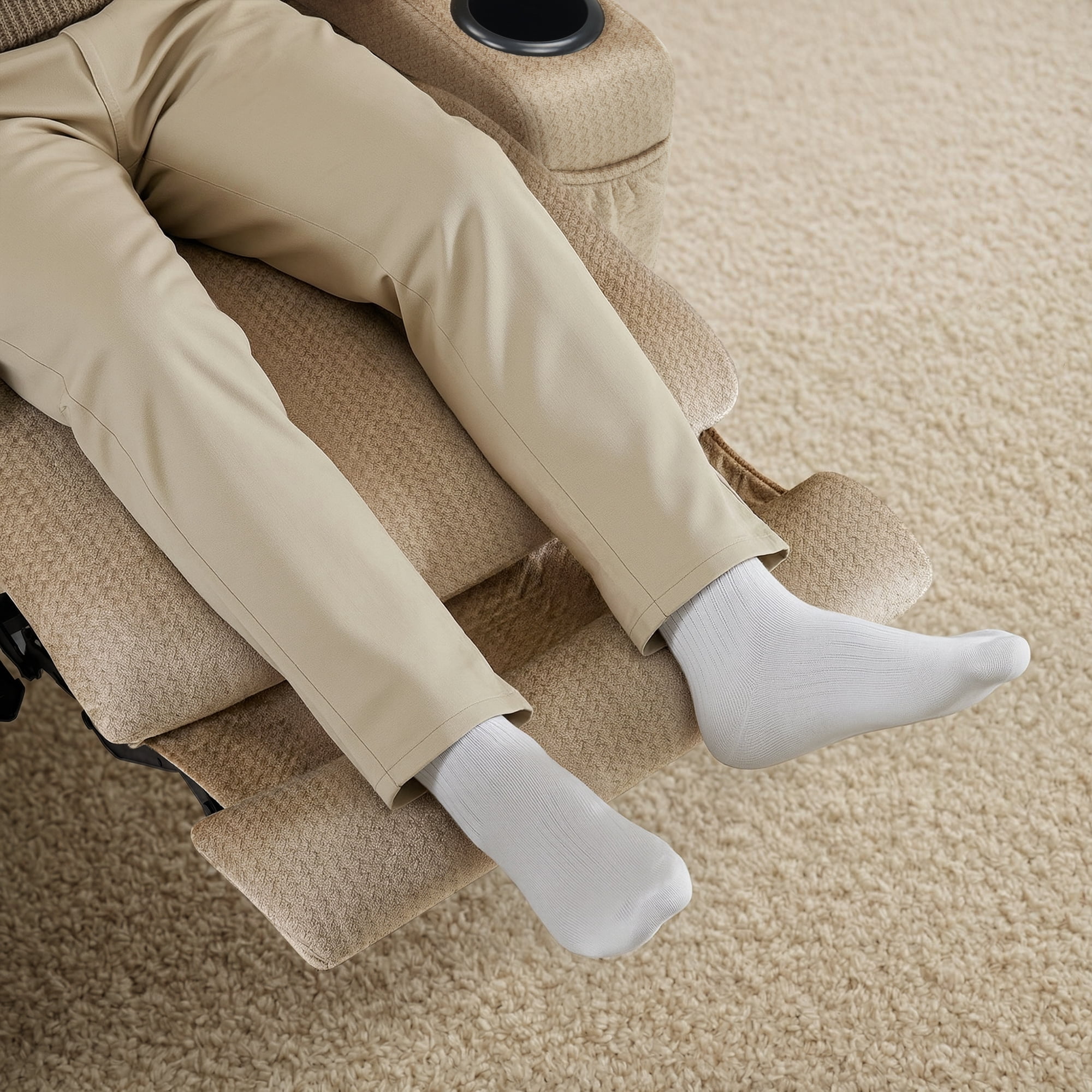 MCombo Electric Power Recliner Chair w/ Massage USB Cup Holders for Living Room Beige Fabric 6079