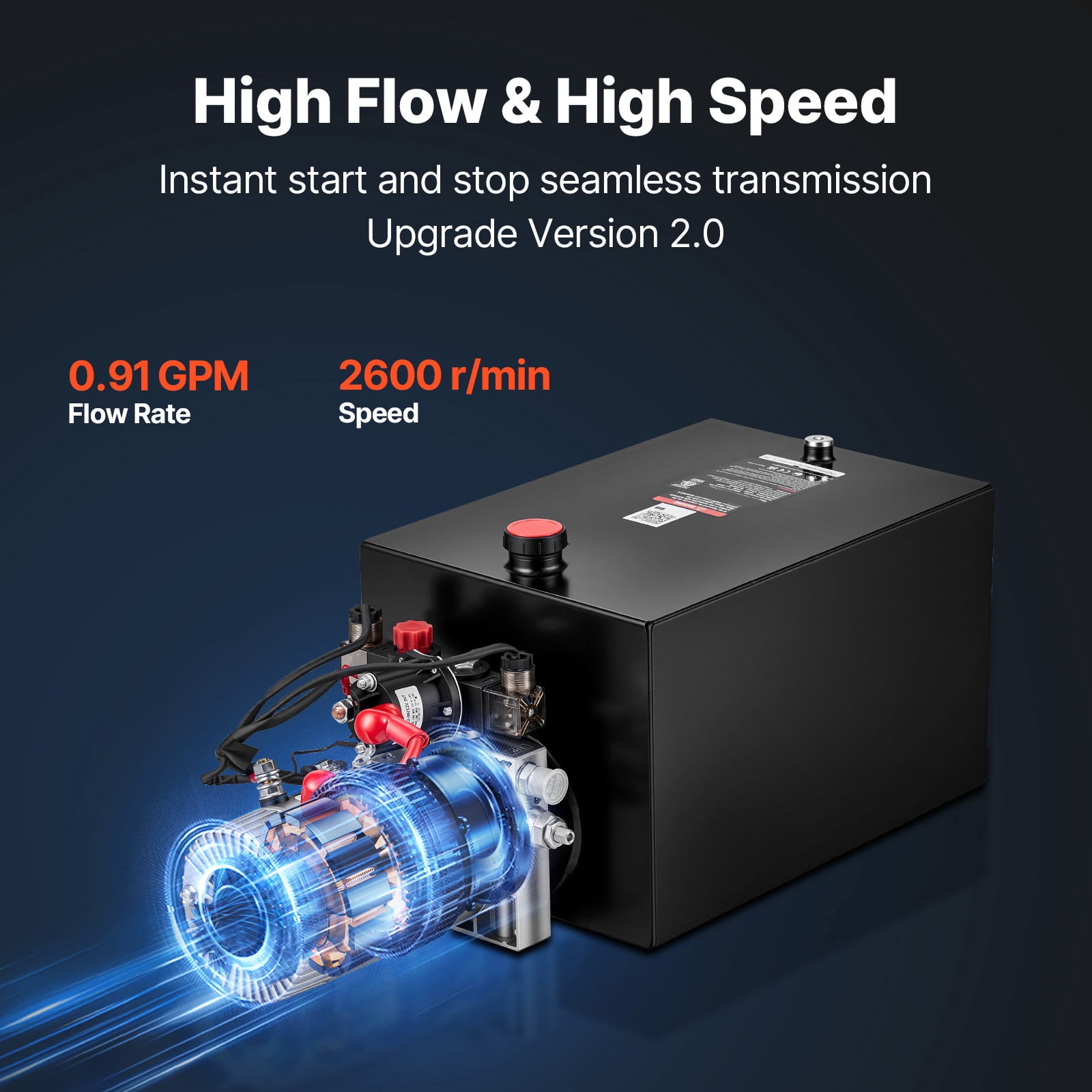 KFFKFF 20 Quart Hydraulic Pump, Double Acting Dump Trailer Unit, 3200 PSI Max Pressure & 0.91 GPM Flow Rate, DC 12V Hydraulic Power System for Dump Trailer and Vehicle Lifting (Horizontal Setup)