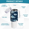 thumbnail image 4 of Sharks Leaves 40 oz Tumbler with Handle Insulated&nbsp;Travel Mug&nbsp;Lid Straw Leak Proof Steel Vacuum Water Bottles Glasses Fits in Car Cup Holder, 4 of 7