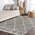 thumbnail image 4 of JONATHAN Y MERCER SHAG 3 x 5 Area Rug, Mercer Plush Tassel Moroccan Geometric Trellis - Gray/Ivory, MCR101C-3, 4 of 4