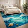 thumbnail image 3 of ODIKA 8'x10' Ultra-Soft Area Rug, Bathroom Ocean Wave Tufted Starfish Seashell Beachy Nautical None Washable, Bare feet friendly, Silk-Touch for Bedroom, Under Sectional, 3 of 7