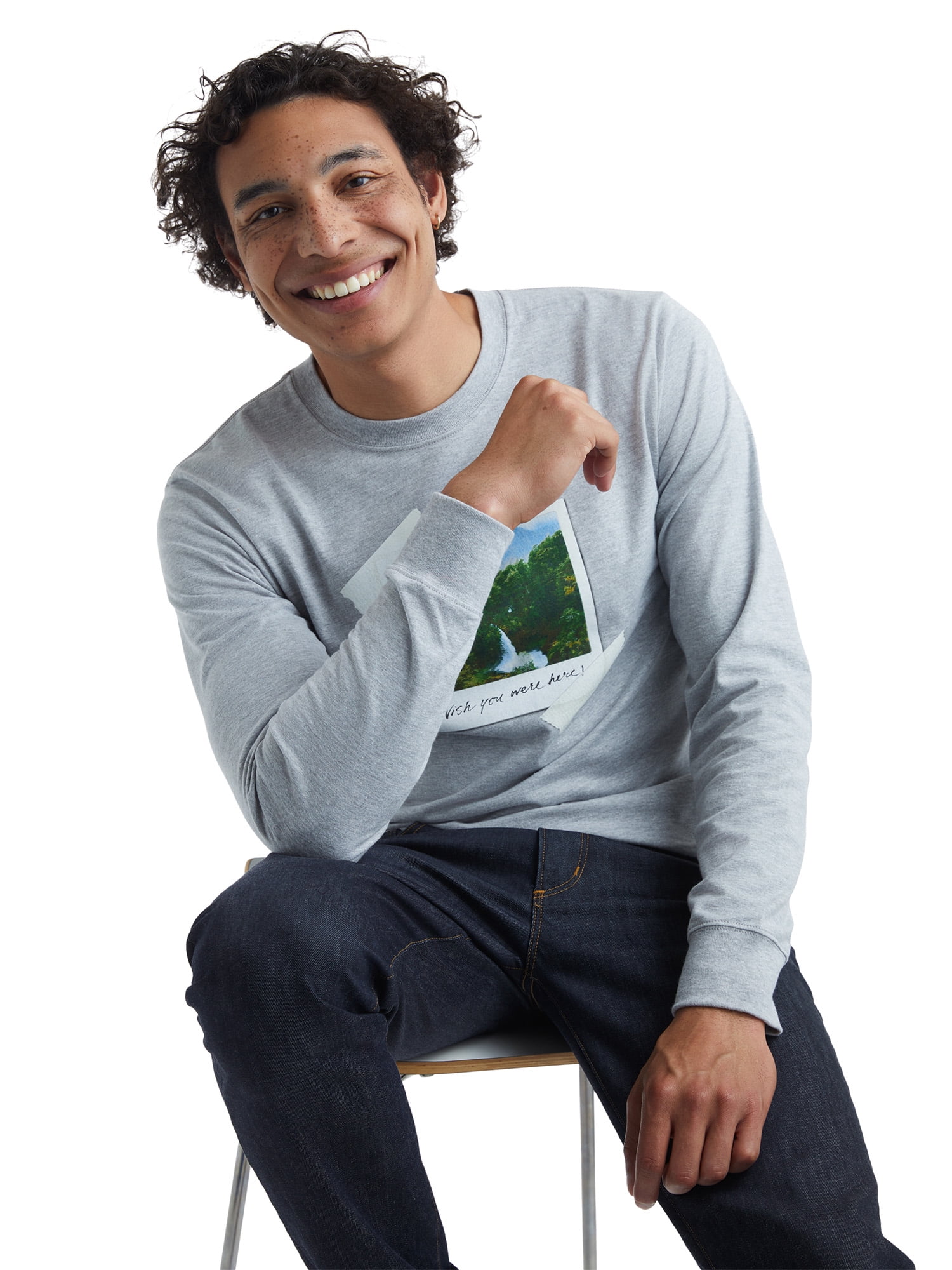 Hanes All Gender Explorer Collection Long Sleeve Graphic T-Shirt, Men's Sizes XS-2XL
