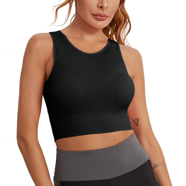 Kcodviy Women's Longline Sports Bra Plus Size Yoga Bras High Impact Yoga Tops Yoga Sports Bra Plus Size Built in Bra Crop Plus Size Sports Bras for Women Top Sports Bra Wireless Racerback Bra