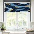 thumbnail image 2 of Remain Unique Abstract Navy Blue Gold Marble Pattern Polyester Rod Pocket Curtain Valance for Home Bedroom Living Room Kitchen Window Decor 54x18 inch, 2 of 5