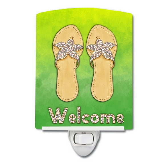 Caroline's Treasures BB7454CNL Flip Flops Welcome Ceramic Night Light, 6x4x3", multicolor