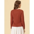 thumbnail image 4 of Cardigan de Punto Allegra K dobladillo Rizado Rojo marrón L, 4 of 5