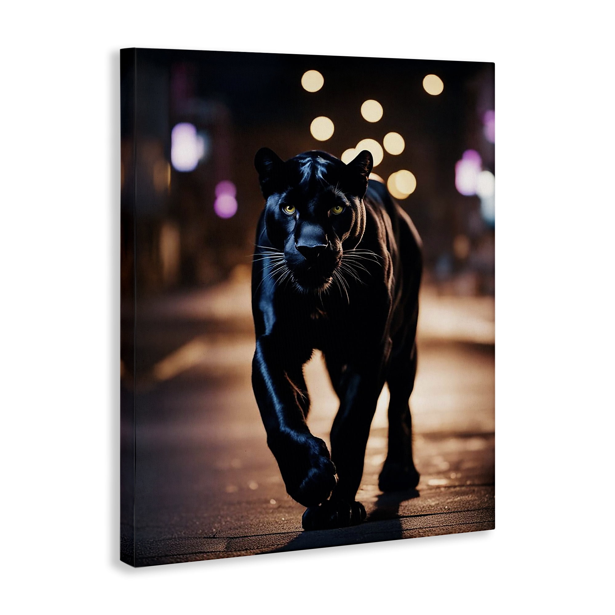 Stupell Industries Stalking Panther on Street Animals Painting Wrapped Canvas Art Print Wall Art, 16 x 20