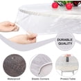 thumbnail image 2 of Nappe Ronde en Vinyle Ajustée, Nappe Élastique en Vinyle, Protecteur de Nappe en Plastique Imperméable pour Table Ronde, Grande Nappe Ronde (Transparente, 45-56 Pouces), 2 of 7