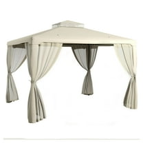 9.6' x 11.6' Patio Gazebo, Outdoor Canopy Shelter with Netting - Steel Frame for Garden, Lawn, Backyard, Cream White