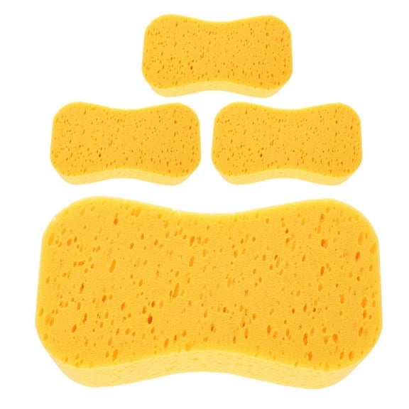 Masteelf  4 Pcs Sponge Car Wash Tool Vehicles for Washing Auto Cleaning Supplies Cars Dad Yellow