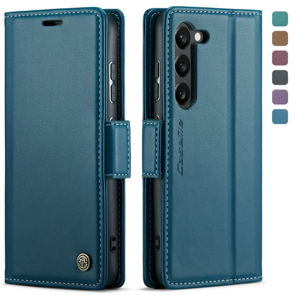 ELEHOLD Wallet Case for Samsung Galaxy S24 Plus Premium Leather Case wih RFID Blocking Card Slots Kickstand Magnetic Clasp Shockproof Cover for Men Women for Samsung Galaxy S24 Plus,Blue