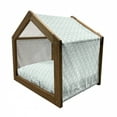 thumbnail image 2 of Seafoam Pet House, Tangled Lines with Rhombus Pattern Symmetrical Geometric Composition, Outdoor & Indoor Portable Dog Kennel with Pillow and Cover, 5 Sizes, Pale Blue Seafoam White, by Ambesonne, 2 of 5