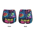 thumbnail image 3 of Rateoe Neon Graffiti Urban Art Printed 2 in 1 Women's Workout Shorts for Athletic Gym Running Shorts with Phone Pockets-XX-Large, 3 of 7