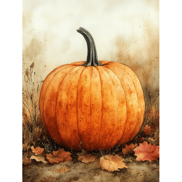 Qisvanset 12x16 Inch Watercolor Pumpkin Canvas Wall Art, Fall Harvest Thanksgiving Seasonal Art Decor for Home Kitchen