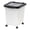 Pearl/Black, variant on IRIS USA 25 Lbs / 32.5 Qt WeatherPro Airtight Pet Food Storage Container with Removable Casters, for Dog Cat Bird and Other Pet Food Storage Bin, Keep Fresh, Translucent Body, Clear/Black