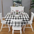thumbnail image 2 of Black and White Checkerboard Checkered Pattern Round Tablecloth 60"x60",Wrinkle Wipeable Table Cloth for Kitchen Dining Room Picnic Patio Party, 2 of 6