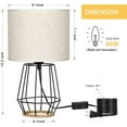 thumbnail image 2 of Farmhouse Table Lamp Basket Cage Style Black Chrome Metal Base with Linen Fabric Shade, 2 of 7