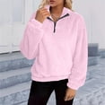 thumbnail image 6 of Winter Womens Sweatshirts Fleece Solid Color Casual Fashionable Crew Neck Quarter Zipper Long Sleeved Pullover Tops, 6 of 6