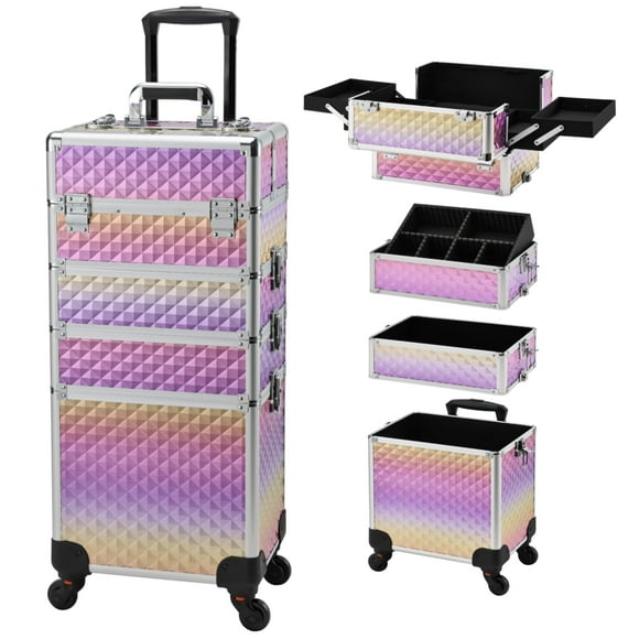 Estuche de maquillaje Yueieoun Rolling Train 4 en 1 con ruedas