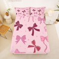 thumbnail image 3 of spefrowx Line Art Bowknot Queen Sheets for Girls, Pink Cartoon Star Print Queen Sheet Sets, 4-Piece, 1 Flat Sheet, 1 Fitted Sheet and 2 Pillowcases, 3 of 6