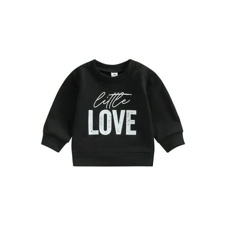 

Toddler Baby Girls Boys Valentines Day Sweatshirt Letter Print Long Sleeve Crewneck Sweater Shirt Infant Pullover Tops