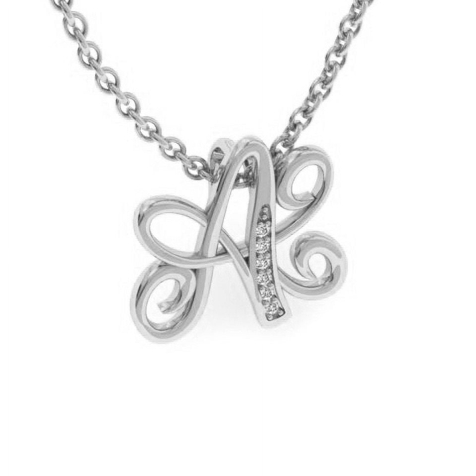 SuperJeweler A Initial Necklace in White Gold With 6 Diamonds, Serif Style, With Free 18 inch Cable Chain, for Women