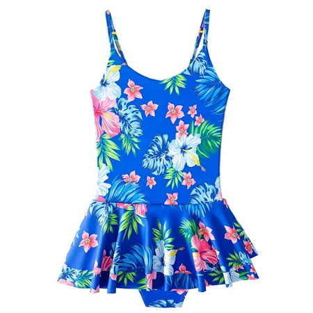

QIPOPIQ Girls Swimsuit Clearance Summer Toddler Kids Baby Cute Flower Print Bikini Ruffles One-piece Tankini