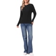 thumbnail image 2 of INSPIRE CHIC Cable Knit Sweater for Women's Round Neck Drop-Shoulder Long Sleeve Casual Fall Winter Sweater XS Black, 2 of 6