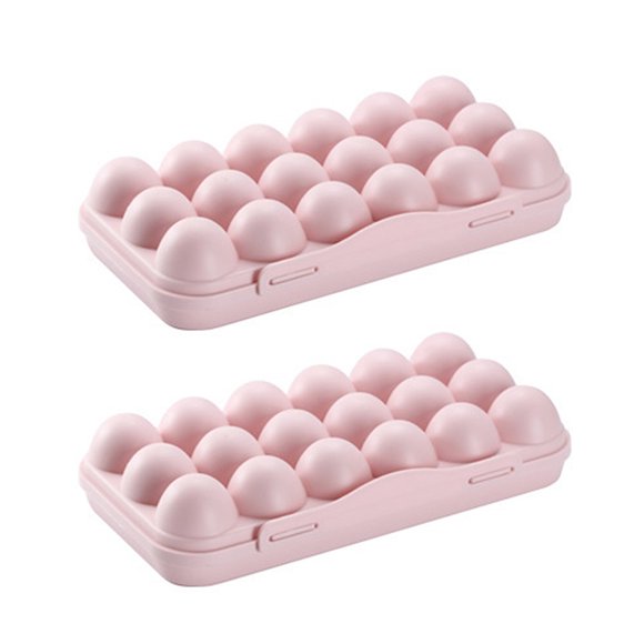 2 Pcs Boîte de Rangement pour Oeufs à 18 Compartiments, Boîte de Rangement pour Oeufs Portable Anti-collision, Boîte à Oeufs Incassable pour Réfrigérateur (Rose)