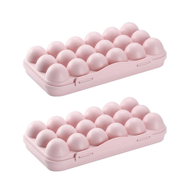 2 Pcs Boîte de Rangement pour Oeufs à 18 Compartiments, Boîte de Rangement pour Oeufs Portable Anti-collision, Boîte à Oeufs Incassable pour Réfrigérateur (Rose)