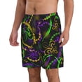 thumbnail image 2 of Bixox Men's Neon Mardi Gras printing Casual Classic Fit Short Summer Beach Shorts, 2 of 6