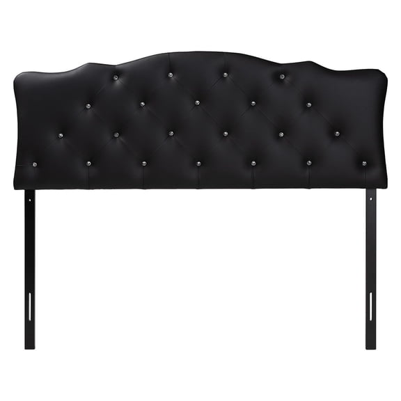 Bowery Hill Modern Faux Leather Tufted Queen Panel Headboard in Black