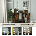 thumbnail image 5 of Richya Modern Makeup Vanity Desk with 3 Color Lighted Mirror and  5 Drawers Corner Dressing Table Brown, 5 of 8